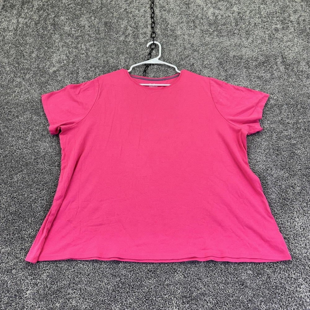 Croft & Barrow Shirt Womens 2X Pink Short Sleeve Crew Neck Classic Tee Cotton
